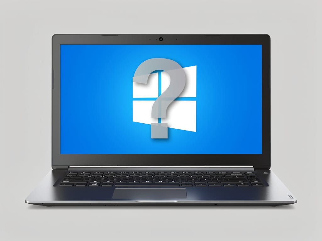 Generischer Windows-Laptop mit Windows-Logo und Fragezeichen auf dem Bildschirm